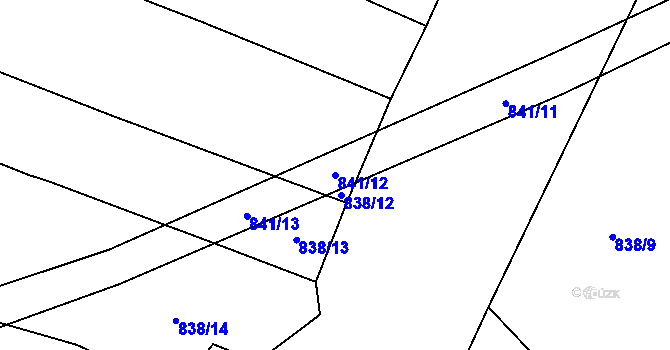 Parcela st. 841/12 v KÚ Suché Lazce, Katastrální mapa