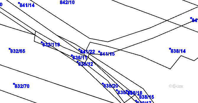 Parcela st. 841/15 v KÚ Suché Lazce, Katastrální mapa