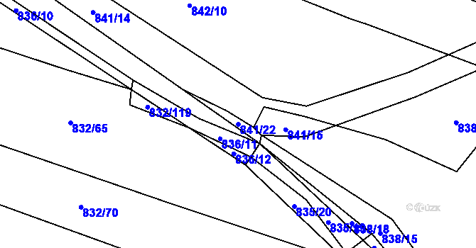 Parcela st. 841/22 v KÚ Suché Lazce, Katastrální mapa