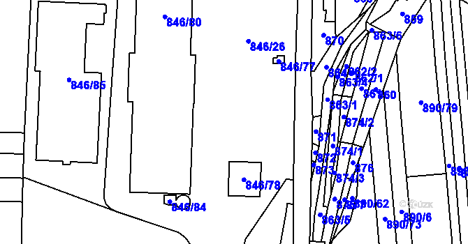 Parcela st. 846/26 v KÚ Suché Lazce, Katastrální mapa