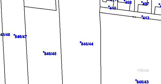 Parcela st. 846/44 v KÚ Suché Lazce, Katastrální mapa