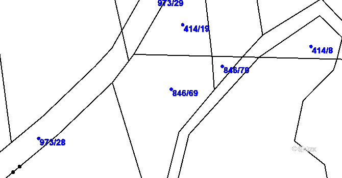 Parcela st. 846/69 v KÚ Suché Lazce, Katastrální mapa