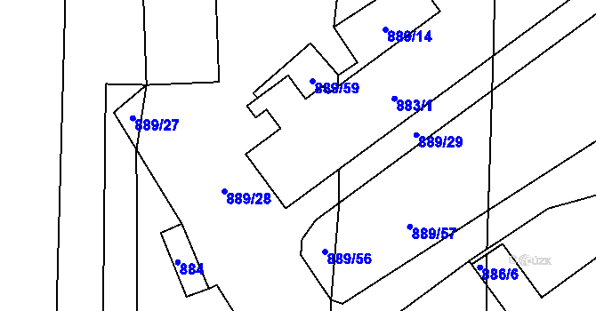 Parcela st. 883/2 v KÚ Suché Lazce, Katastrální mapa