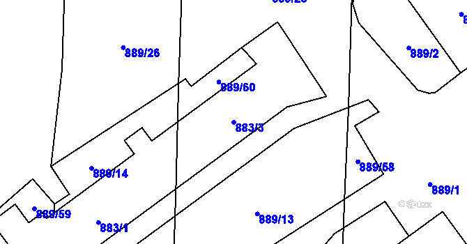 Parcela st. 883/3 v KÚ Suché Lazce, Katastrální mapa