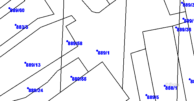 Parcela st. 889/1 v KÚ Suché Lazce, Katastrální mapa