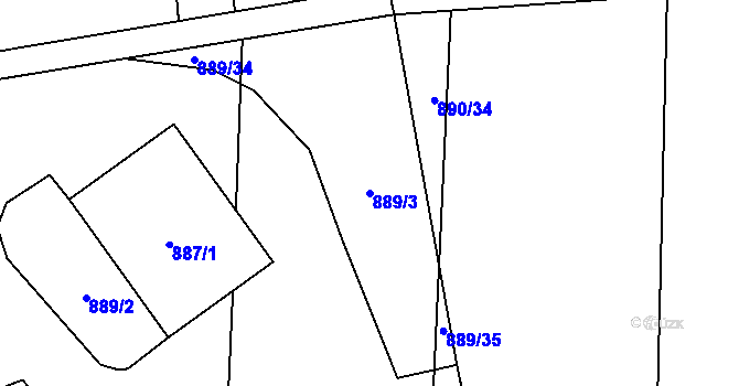 Parcela st. 889/3 v KÚ Suché Lazce, Katastrální mapa