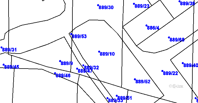 Parcela st. 889/10 v KÚ Suché Lazce, Katastrální mapa