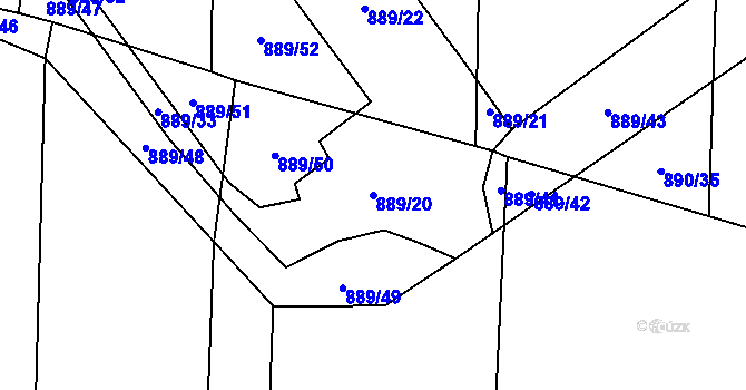 Parcela st. 889/20 v KÚ Suché Lazce, Katastrální mapa