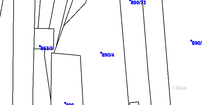 Parcela st. 890/4 v KÚ Suché Lazce, Katastrální mapa