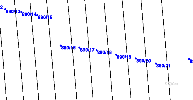 Parcela st. 890/18 v KÚ Suché Lazce, Katastrální mapa