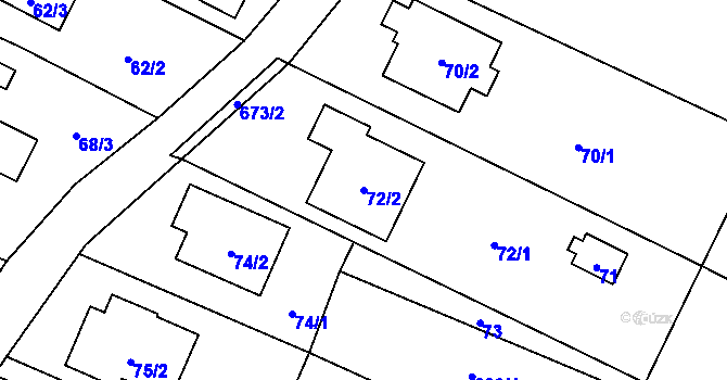 Parcela st. 72/2 v KÚ Suché Lazce, Katastrální mapa