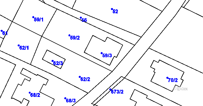 Parcela st. 59/3 v KÚ Suché Lazce, Katastrální mapa