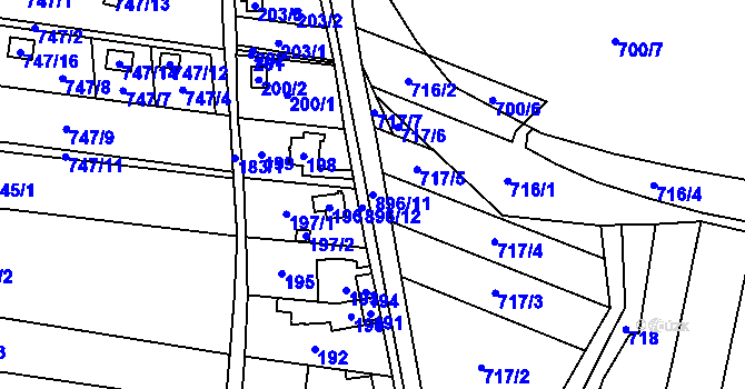 Parcela st. 896/11 v KÚ Suché Lazce, Katastrální mapa