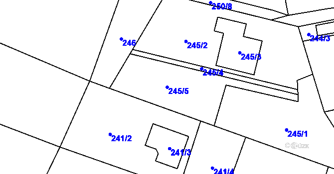 Parcela st. 245/5 v KÚ Suché Lazce, Katastrální mapa
