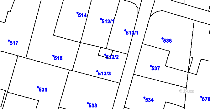 Parcela st. 512/2 v KÚ Suché Lazce, Katastrální mapa
