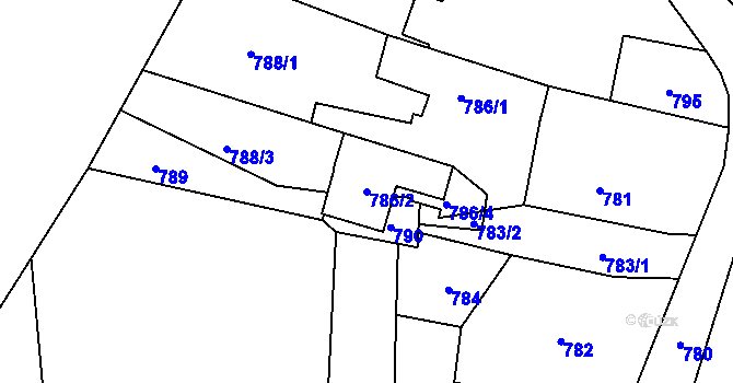 Parcela st. 786/2 v KÚ Suché Lazce, Katastrální mapa