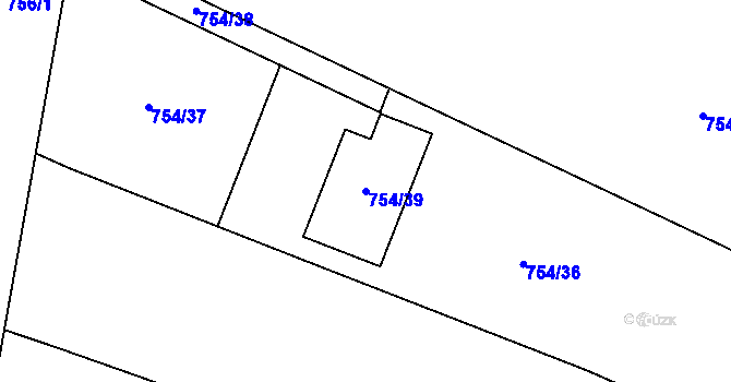 Parcela st. 754/39 v KÚ Suché Lazce, Katastrální mapa