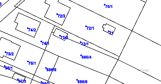 Parcela st. 73/1 v KÚ Suché Lazce, Katastrální mapa