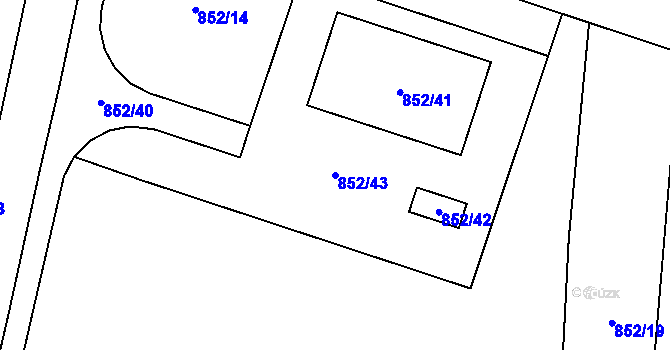 Parcela st. 852/43 v KÚ Suché Lazce, Katastrální mapa