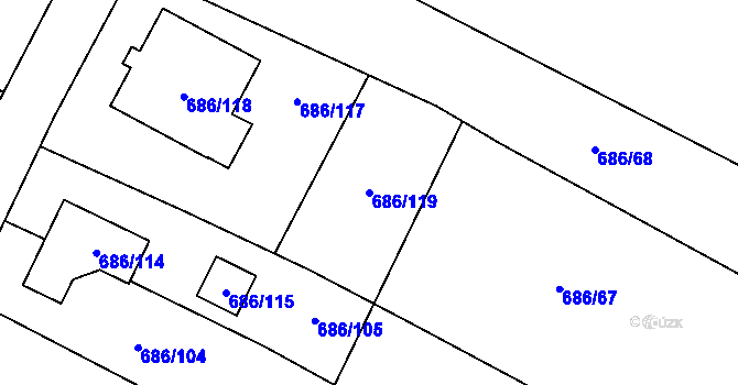 Parcela st. 686/119 v KÚ Suché Lazce, Katastrální mapa