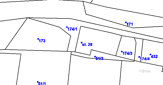 Parcela st. 28 v KÚ Liha, Katastrální mapa