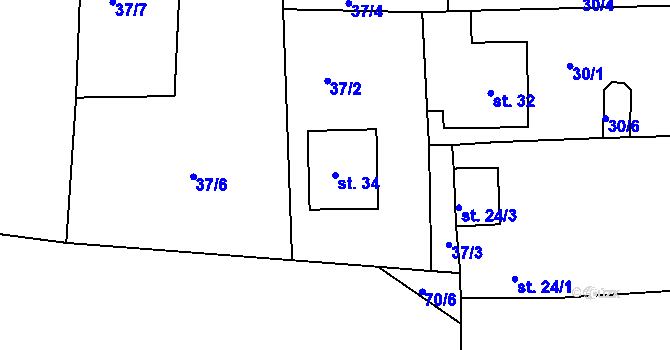 Parcela st. 34 v KÚ Liha, Katastrální mapa