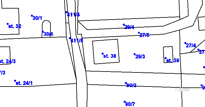 Parcela st. 38 v KÚ Liha, Katastrální mapa