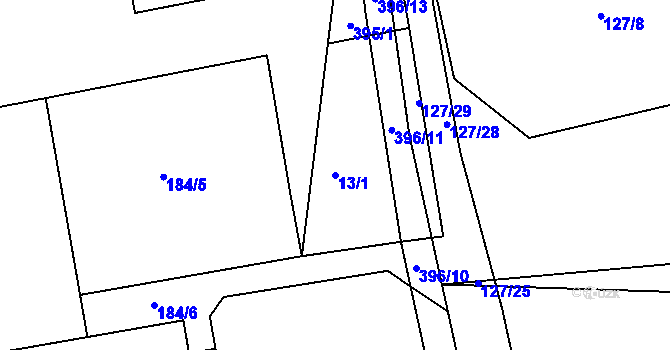 Parcela st. 13/1 v KÚ Liha, Katastrální mapa