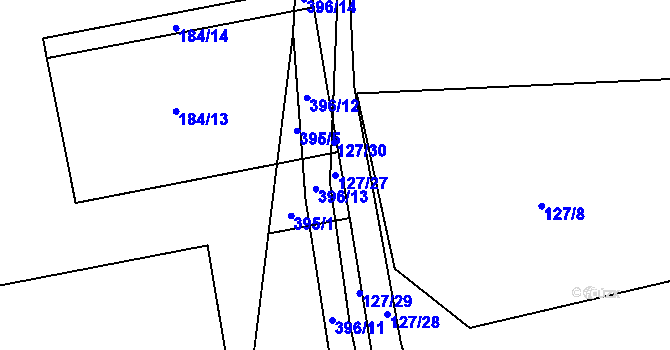 Parcela st. 127/27 v KÚ Liha, Katastrální mapa