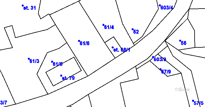 Parcela st. 66/2 v KÚ Suchodol, Katastrální mapa