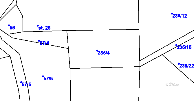 Parcela st. 235/4 v KÚ Suchodol, Katastrální mapa