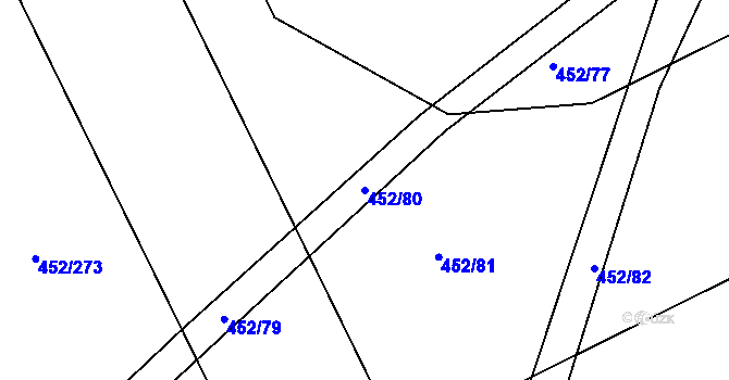 Parcela st. 452/80 v KÚ Suchodol, Katastrální mapa