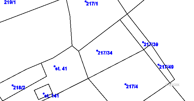 Parcela st. 217/34 v KÚ Suchodol, Katastrální mapa