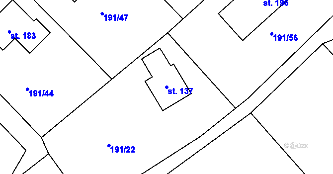 Parcela st. 137 v KÚ Suchodol, Katastrální mapa