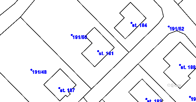 Parcela st. 181 v KÚ Suchodol, Katastrální mapa