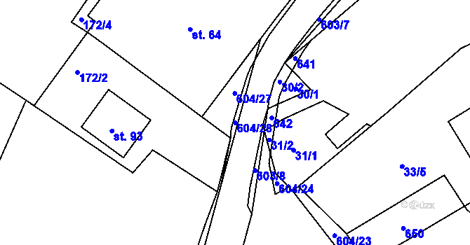 Parcela st. 604/28 v KÚ Suchodol, Katastrální mapa