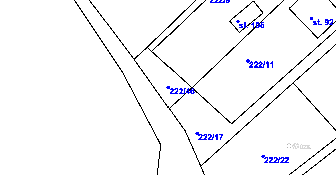 Parcela st. 222/46 v KÚ Suchodol, Katastrální mapa