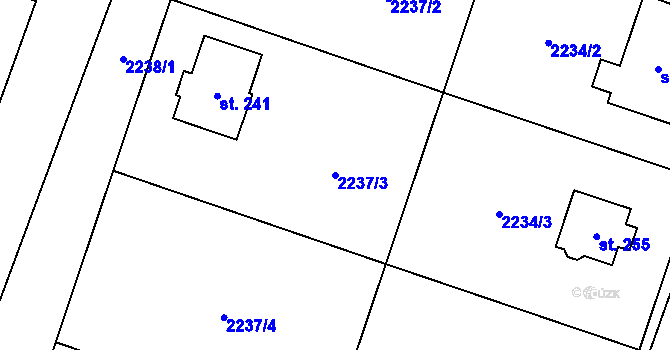 Parcela st. 2237/3 v KÚ Suchohrdly u Miroslavi, Katastrální mapa