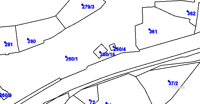 Parcela st. 260/16 v KÚ Suchohrdly u Znojma, Katastrální mapa