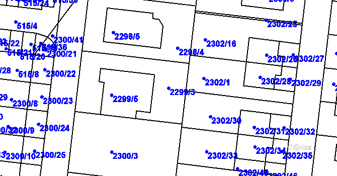 Parcela st. 2299/3 v KÚ Suchohrdly u Znojma, Katastrální mapa