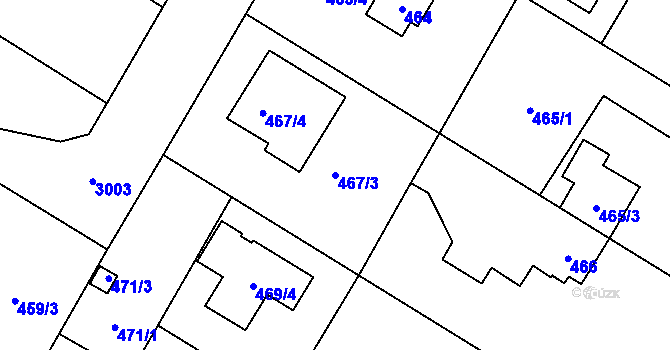 Parcela st. 467/3 v KÚ Suchohrdly u Znojma, Katastrální mapa