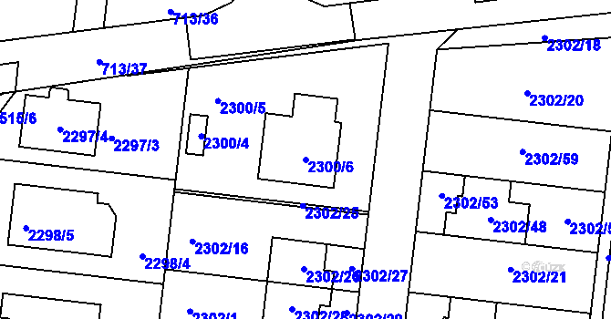 Parcela st. 2300/6 v KÚ Suchohrdly u Znojma, Katastrální mapa