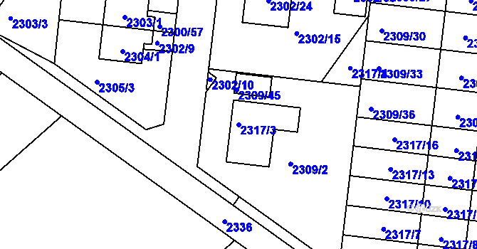 Parcela st. 2317/3 v KÚ Suchohrdly u Znojma, Katastrální mapa