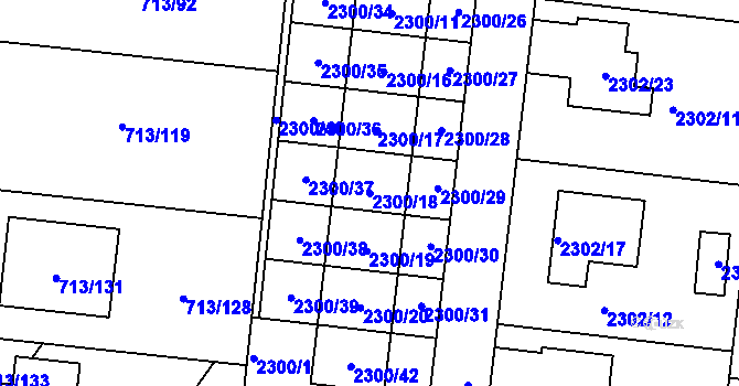 Parcela st. 2300/18 v KÚ Suchohrdly u Znojma, Katastrální mapa