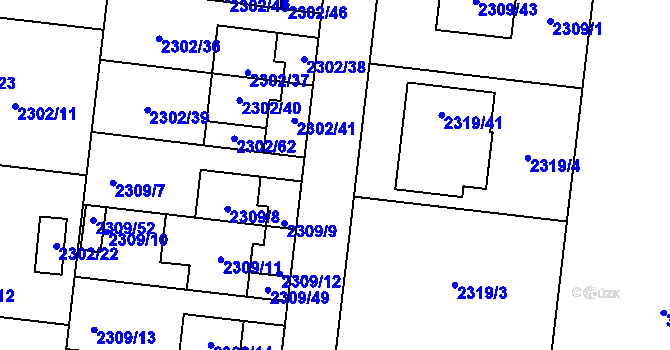 Parcela st. 2309/5 v KÚ Suchohrdly u Znojma, Katastrální mapa