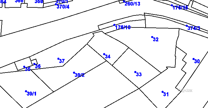 Parcela st. 34 v KÚ Suchohrdly u Znojma, Katastrální mapa