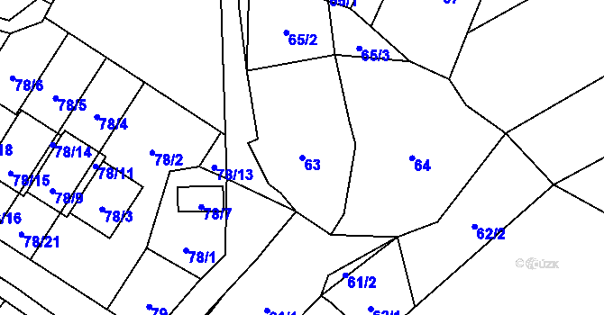 Parcela st. 63 v KÚ Suchohrdly u Znojma, Katastrální mapa