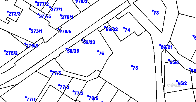 Parcela st. 76 v KÚ Suchohrdly u Znojma, Katastrální mapa