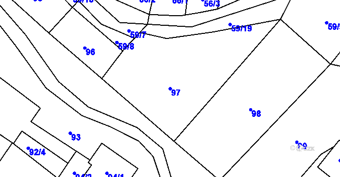 Parcela st. 97 v KÚ Suchohrdly u Znojma, Katastrální mapa