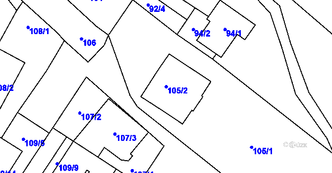 Parcela st. 105/2 v KÚ Suchohrdly u Znojma, Katastrální mapa